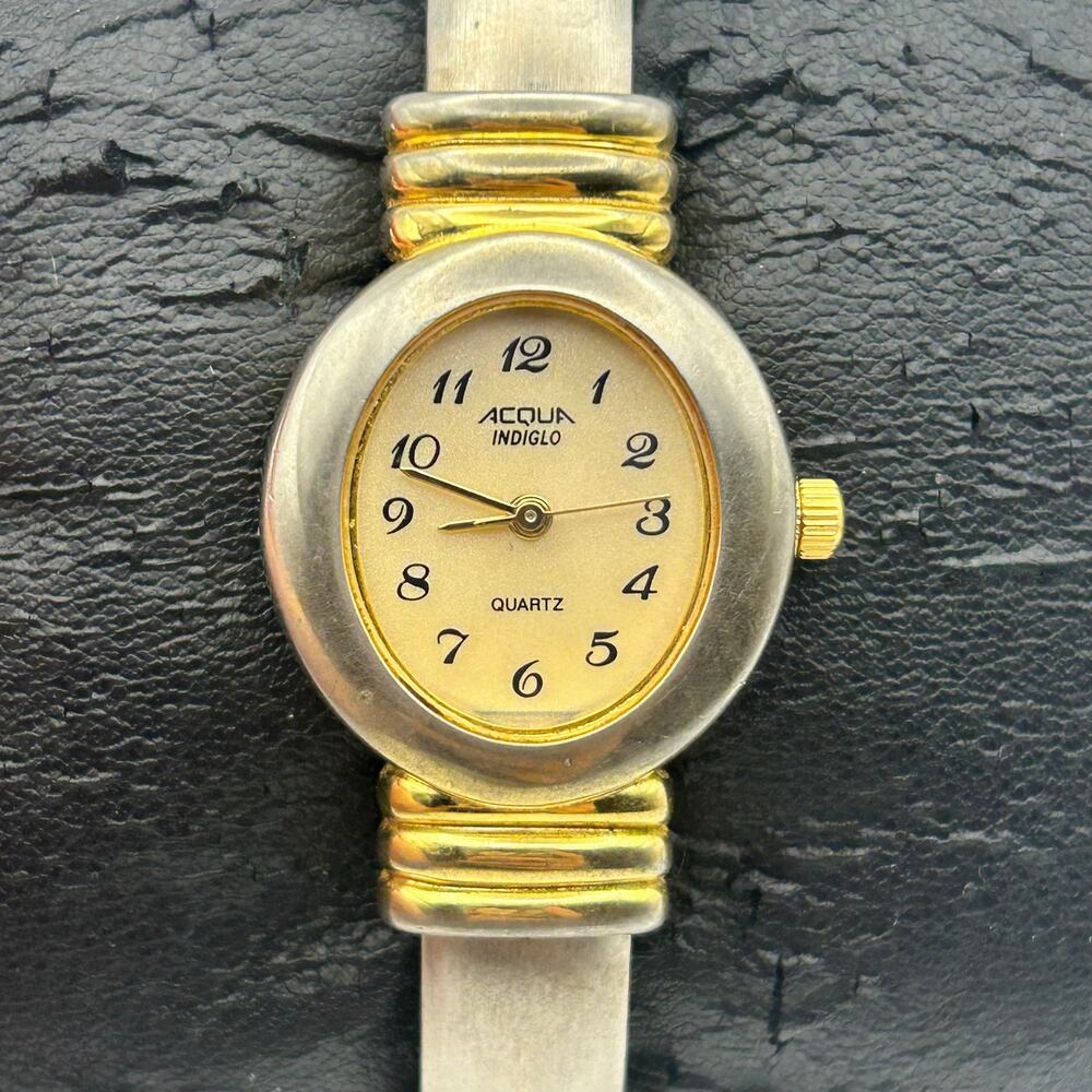 Vintage Two-tone ACQUA Indiglo Women’s Quartz Watch Working New Battery